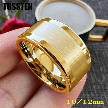 New Arrival 10MM Polished Brushed Flat Tungsten Comfort Fit Wedding Rings for Men and Women - The Jewellery Supermarket
